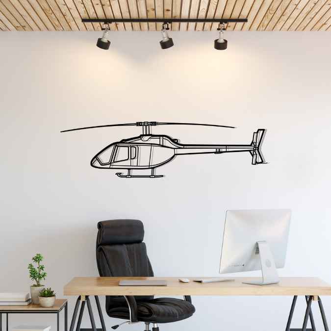 505 Jet Ranger X Silhouette Metal Wall Art