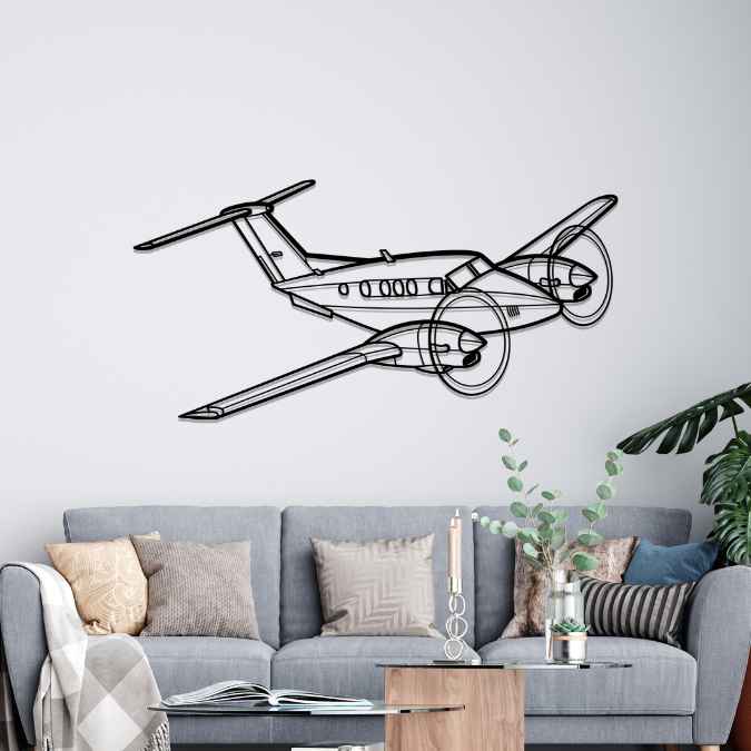King Air F90 Angle Silhouette Metal Wall Art