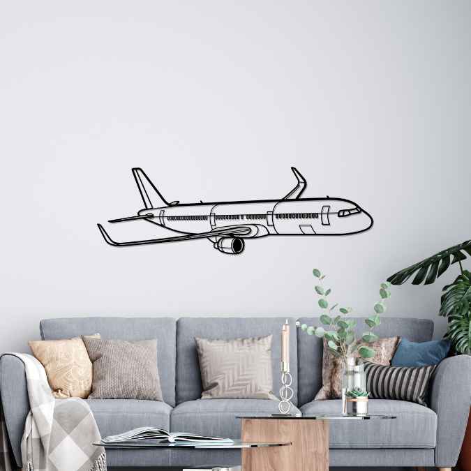 A321 Neo Angle Silhouette Metal Wall Art