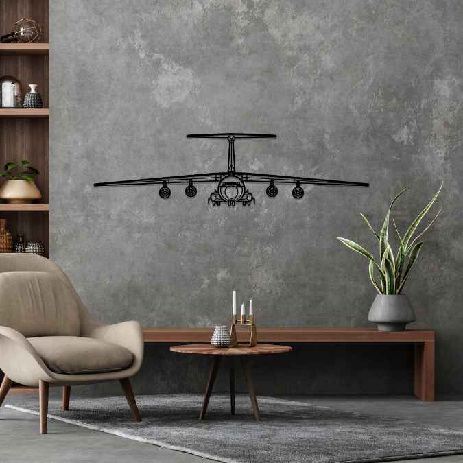 C-141B Starlifter Front Silhouette Metal Wall Art