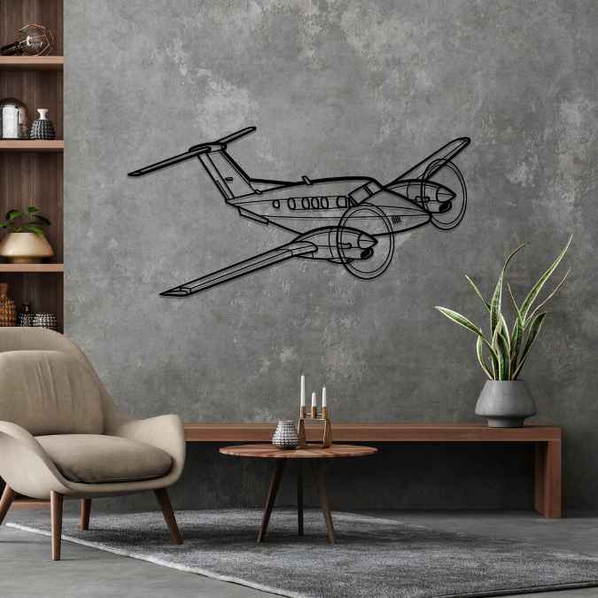 King Air F90 Angle Silhouette Metal Wall Art