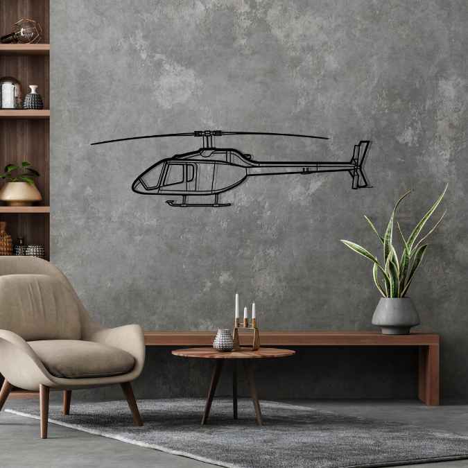 505 Jet Ranger X Silhouette Metal Wall Art