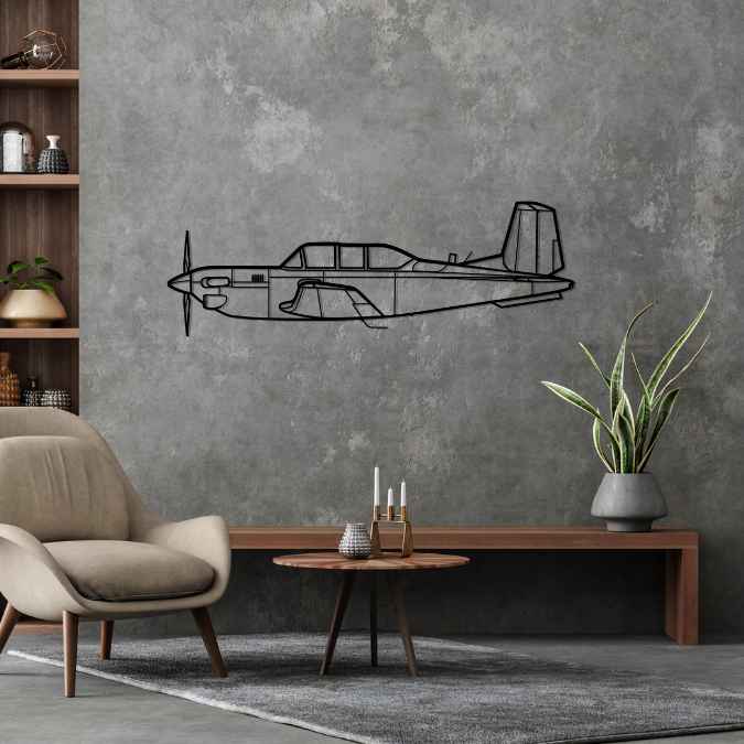 T-34C Turbo Mentor Silhouette Metal Wall Art