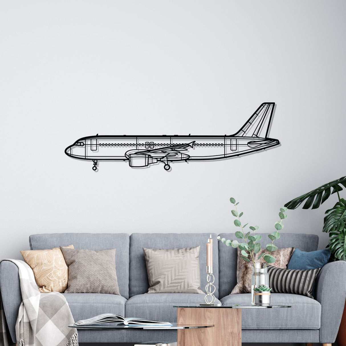 A320 CFM56 Silhouette Metal Wall Art