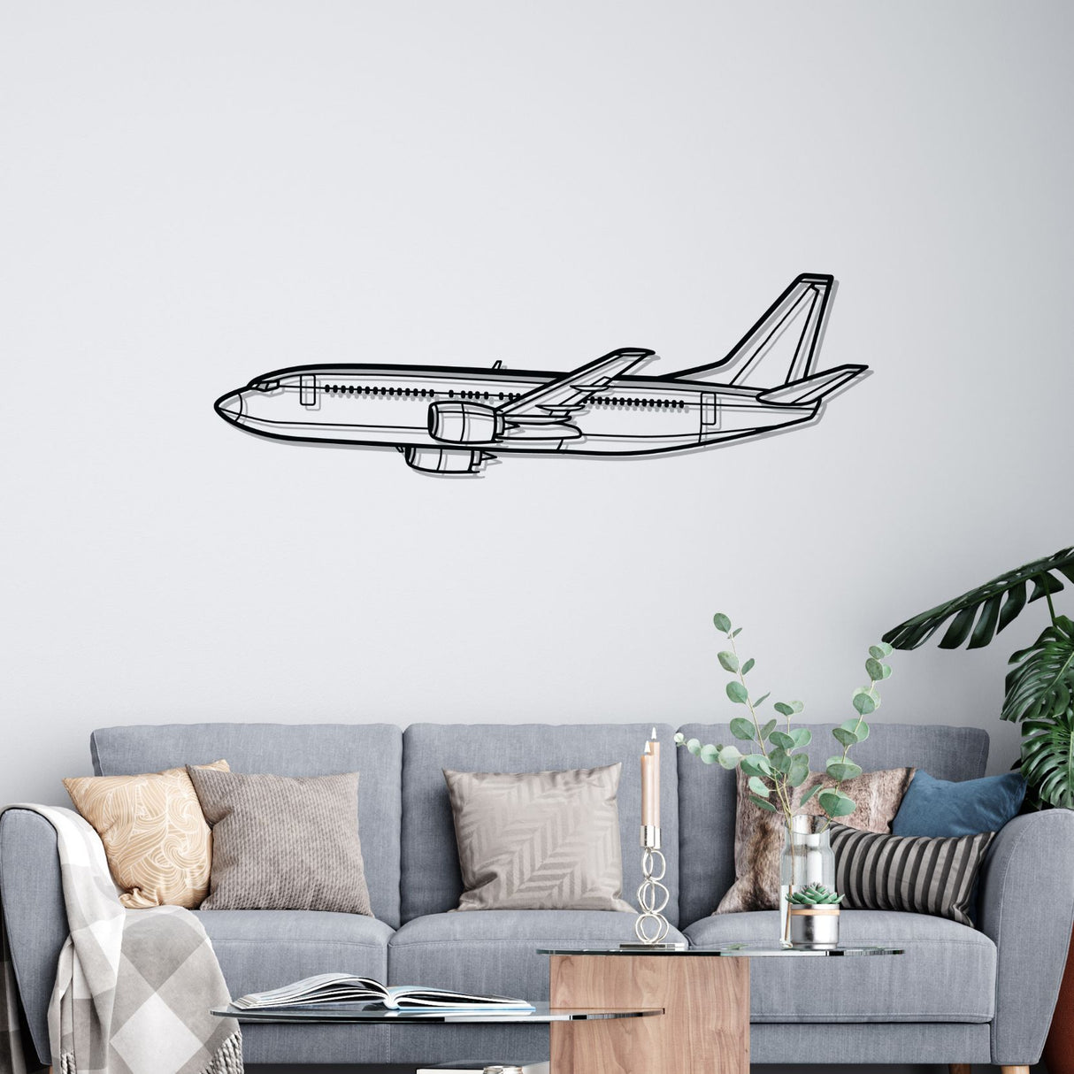 B737-300 Angle Silhouette Metal Wall Art