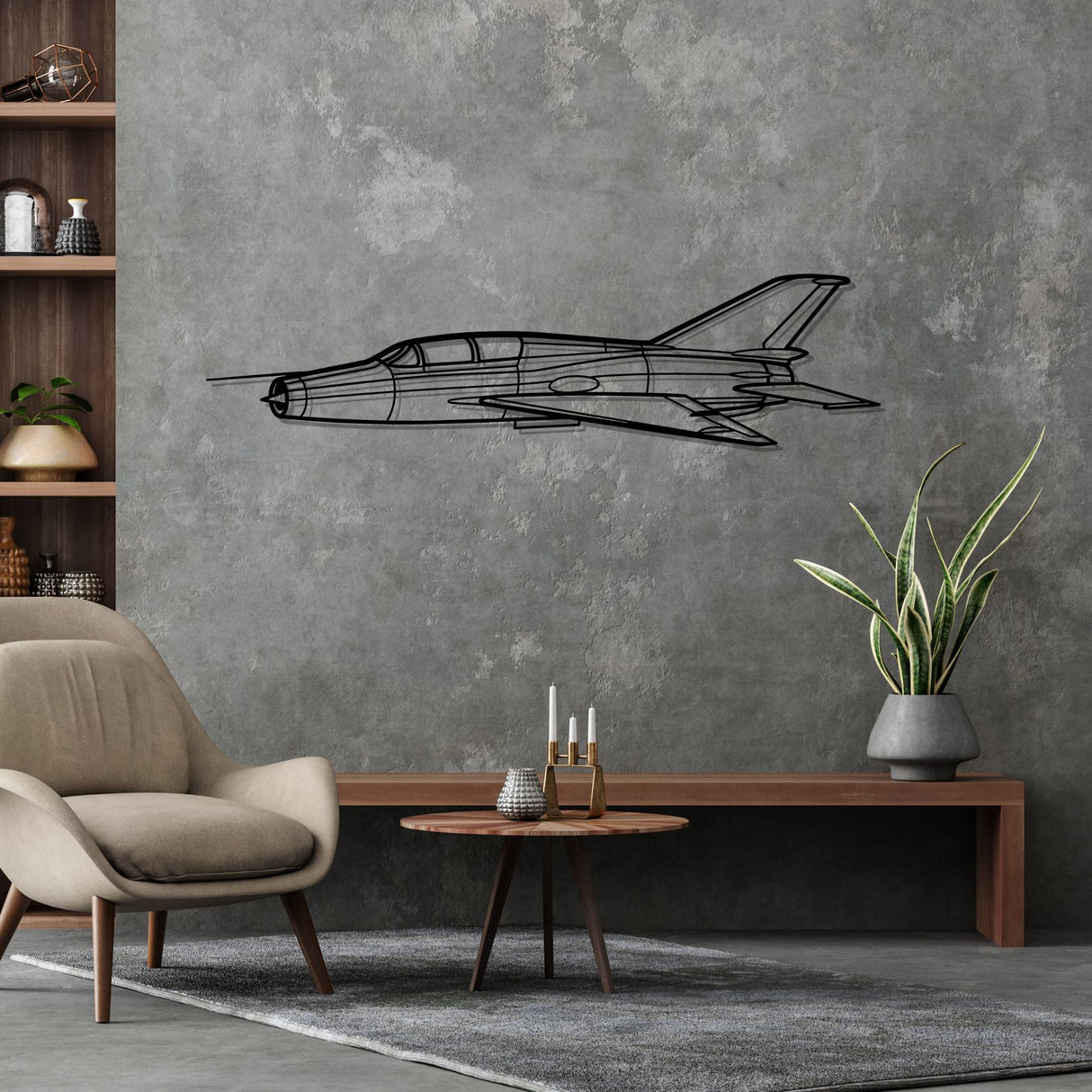 MiG-21 Angle Silhouette Metal Wall Art