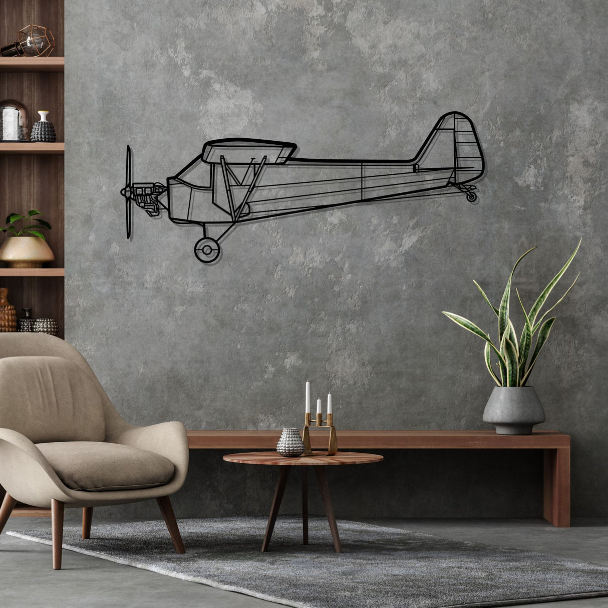 Piper J-3 Cub Silhouette Metal Wall Art