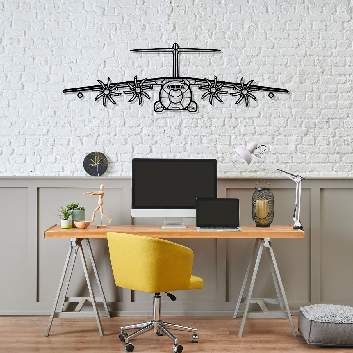 A400M Atlas Front Silhouette Metal Wall Art