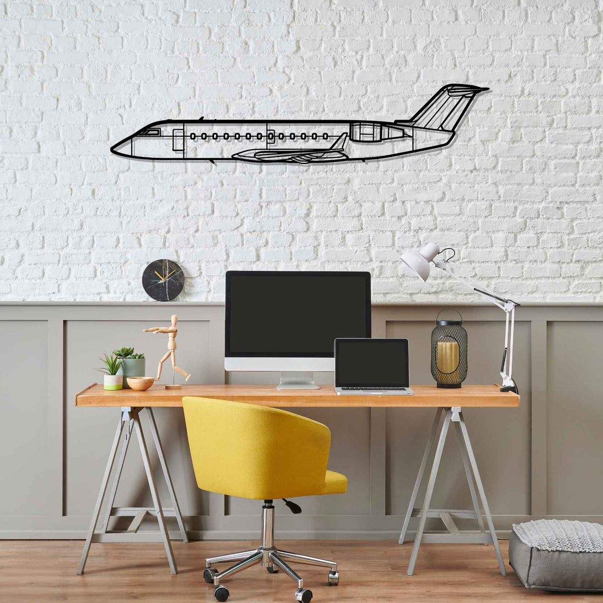 CRJ200 Silhouette Metal Wall Art