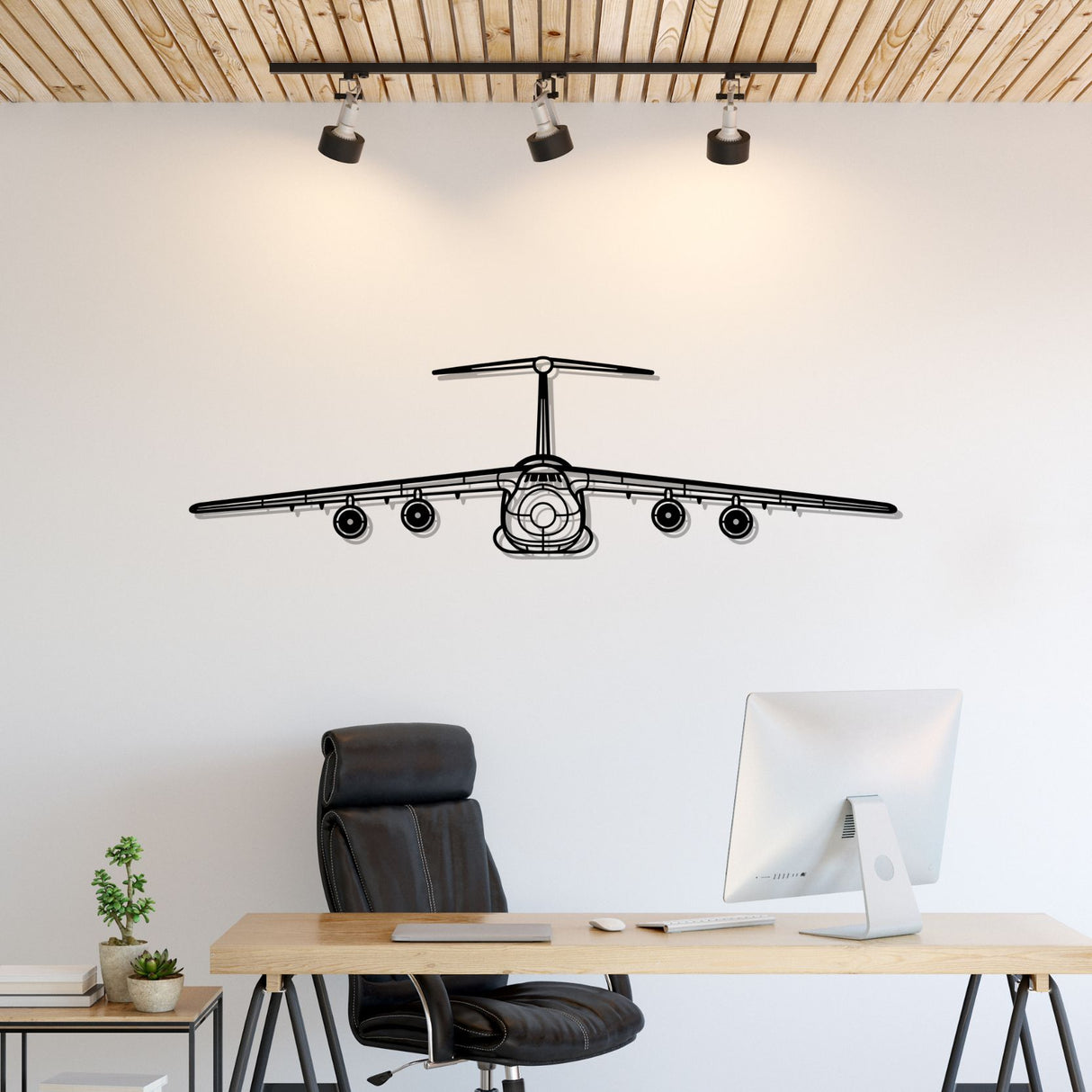 C-5 Galaxy Front Silhouette Metal Wall Art