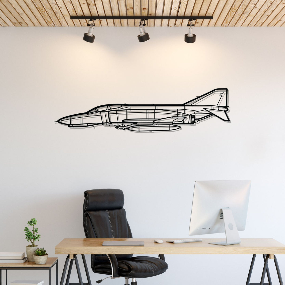 F-4E Phantom Silhouette Metal Wall Art