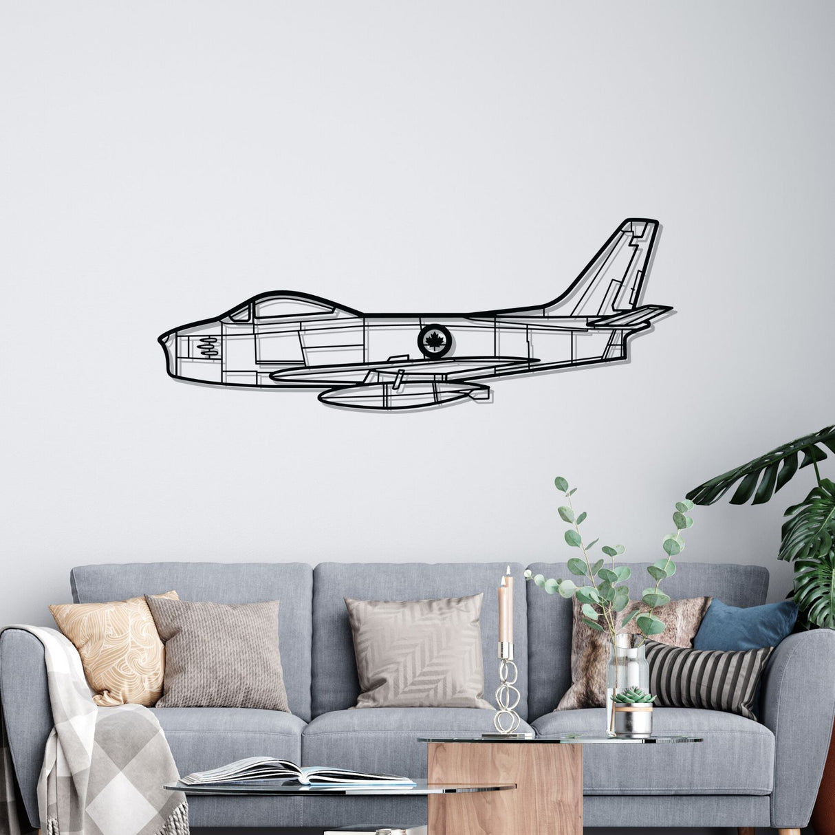 F86 Sabre Canada Silhouette Metal Wall Art