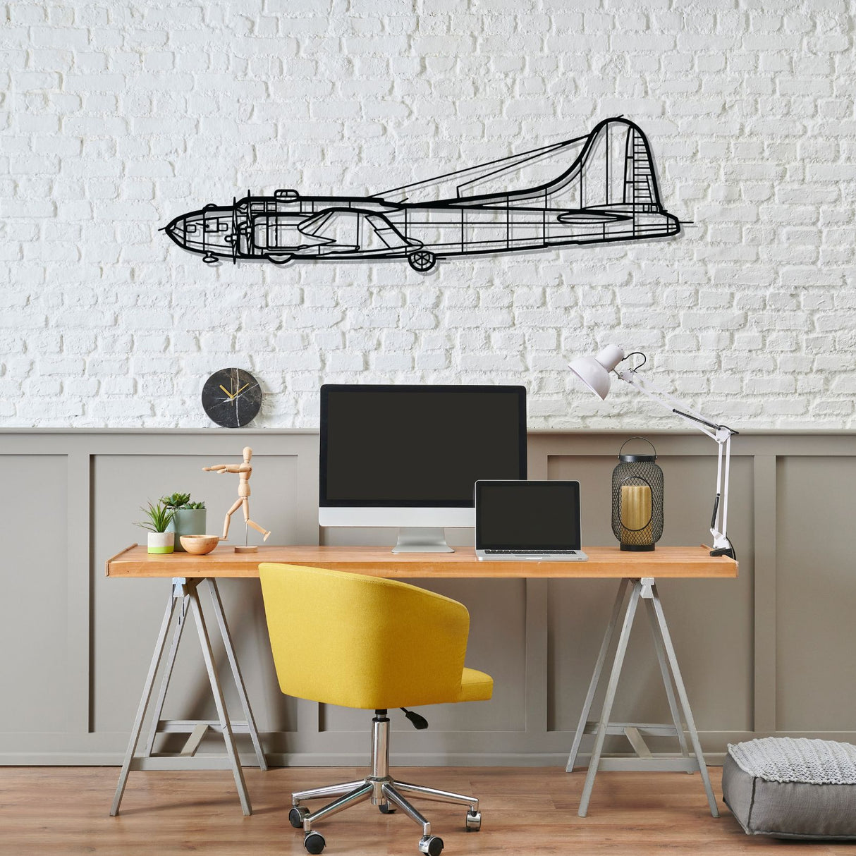 B-17 Silhouette Metal Wall Art
