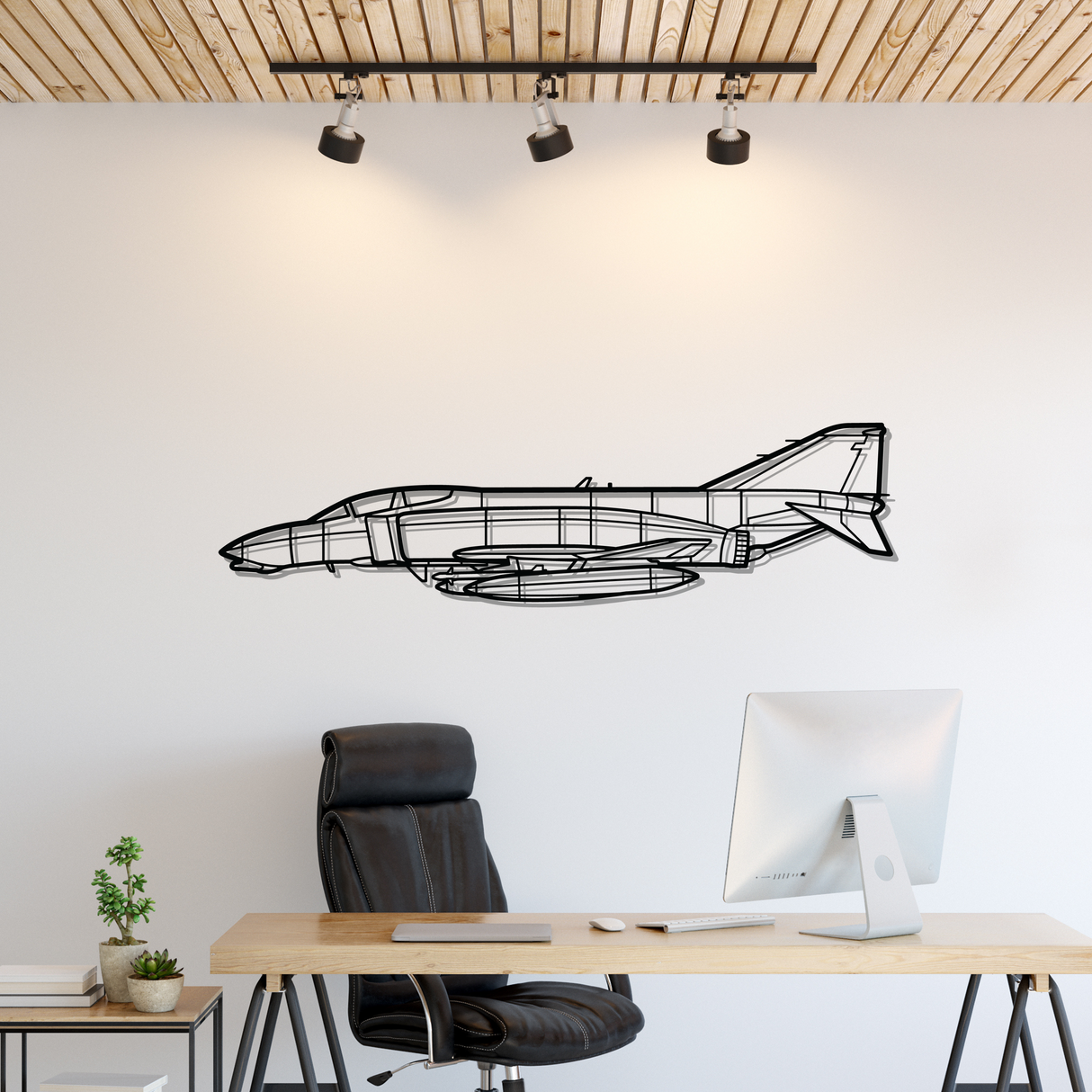 F-4B Phantom 2 Navy Silhouette Metal Wall Art