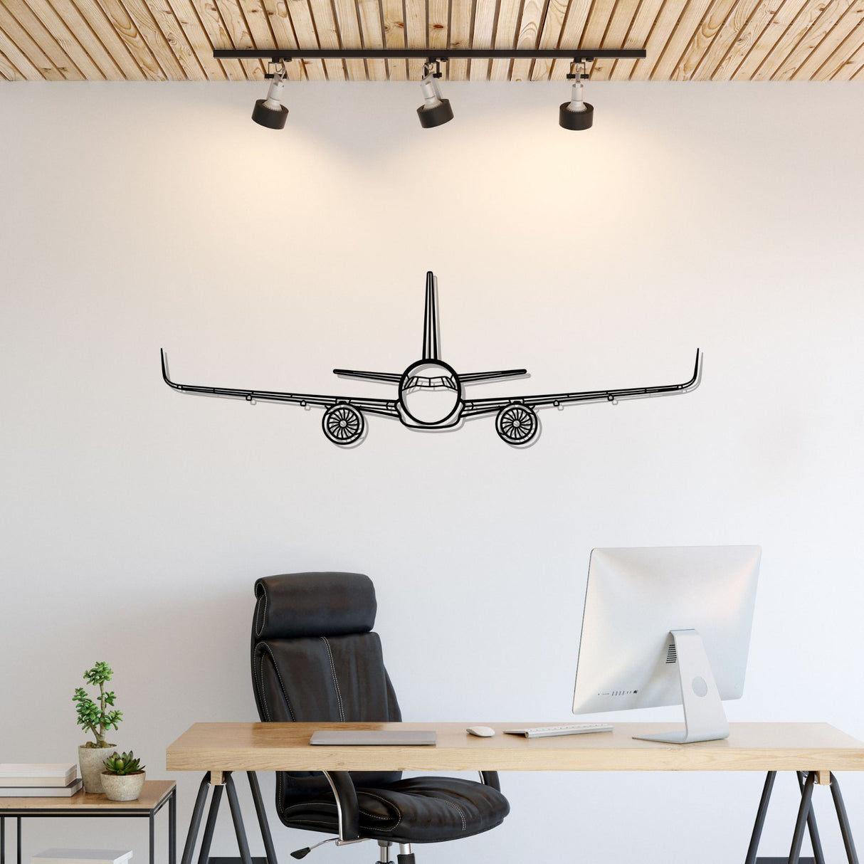 A321 Silhouette Metal Wall Art