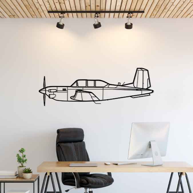 T-34C Turbo Mentor Silhouette Metal Wall Art