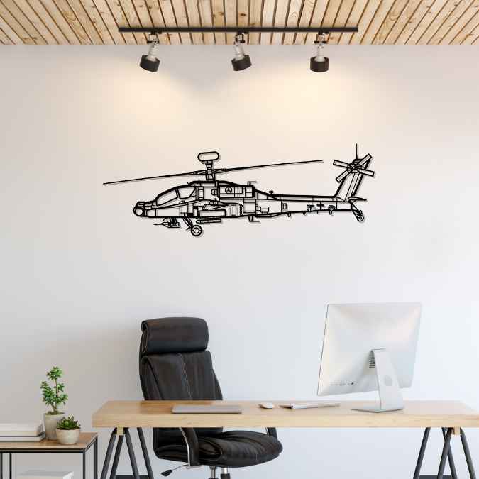 AH-64E Apache Silhouette Metal Wall Art
