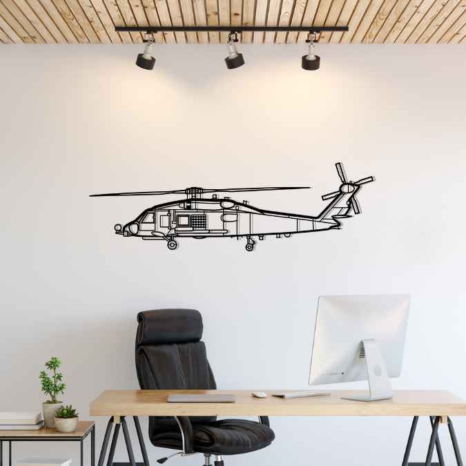 SH-60 Seahawk Silhouette Metal Wall Art