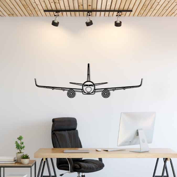 A320neo Front Silhouette Metal Wall Art