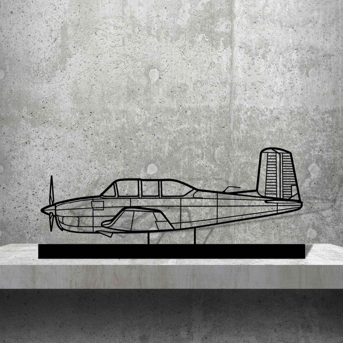 T-34A Mentor Silhouette Metal Art Stand