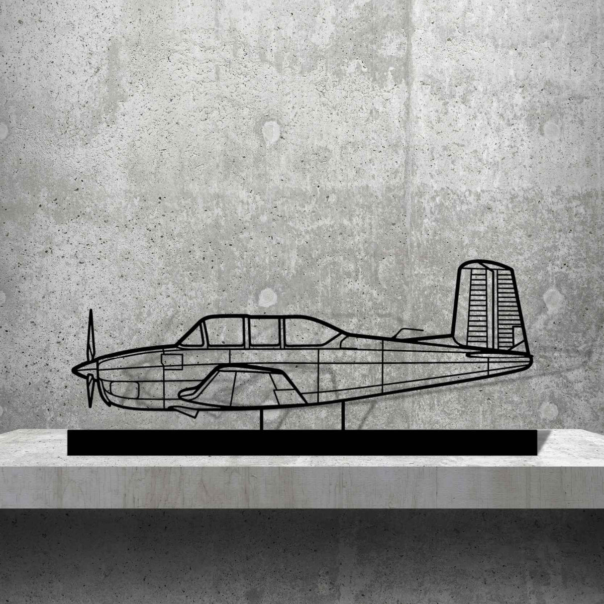 T-34A Mentor Silhouette Metal Art Stand
