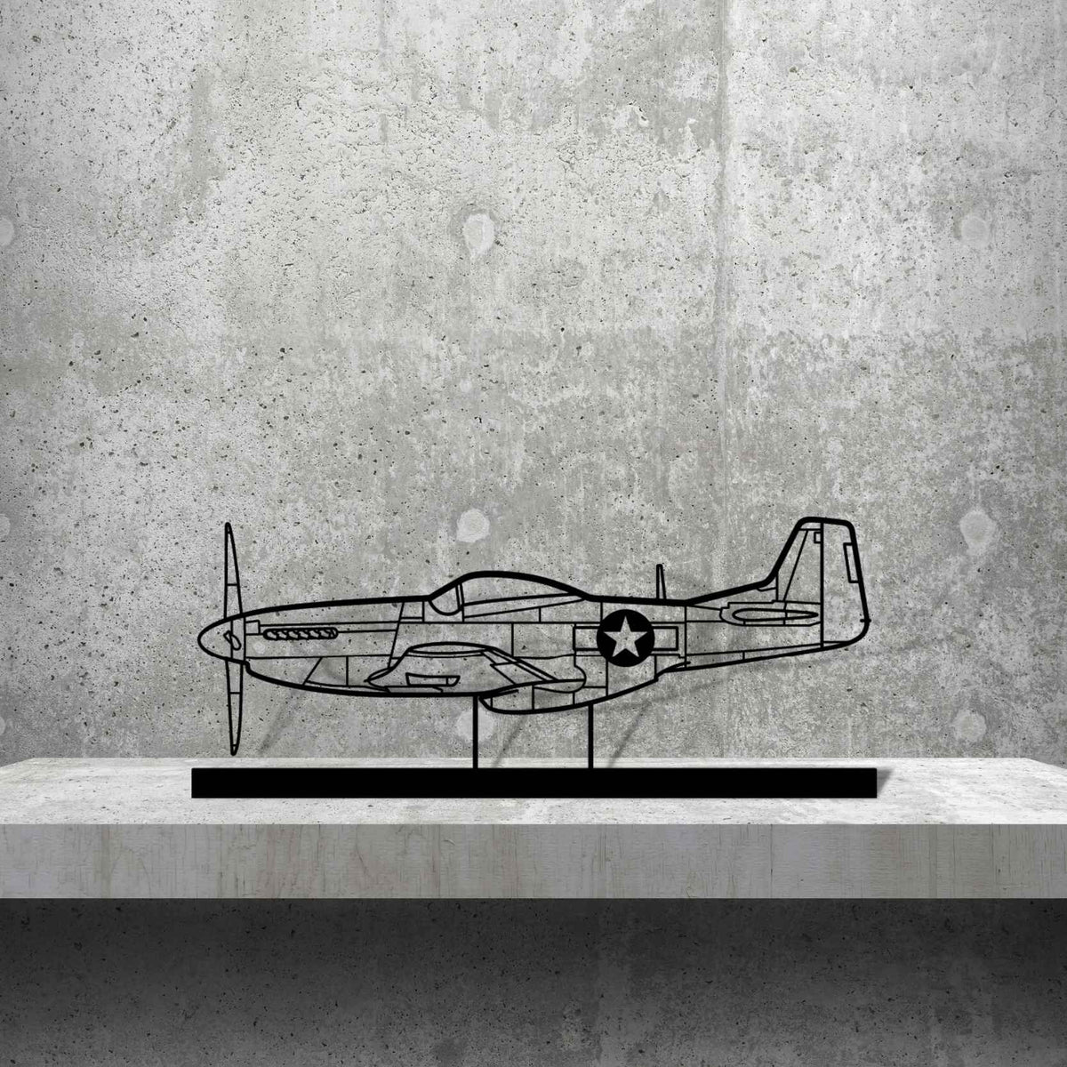 P-51 Mustang Silhouette Metal Art Stand