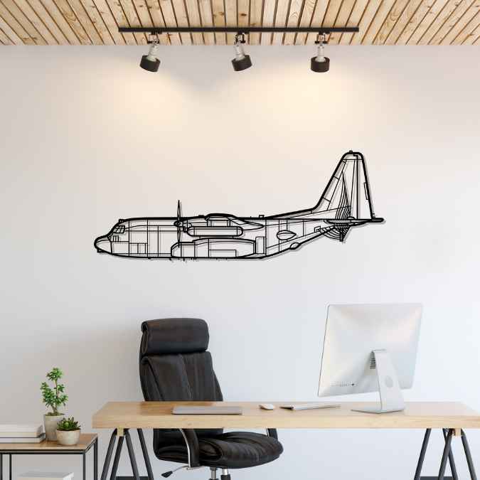 EC-130 Compass Call Silhouette Metal Wall Art