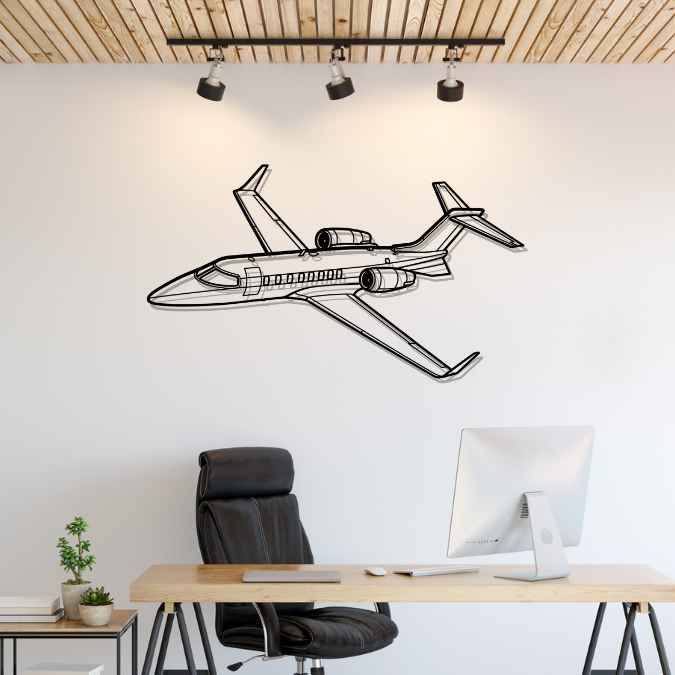 Learjet 45 Angle Silhouette Metal Wall Art