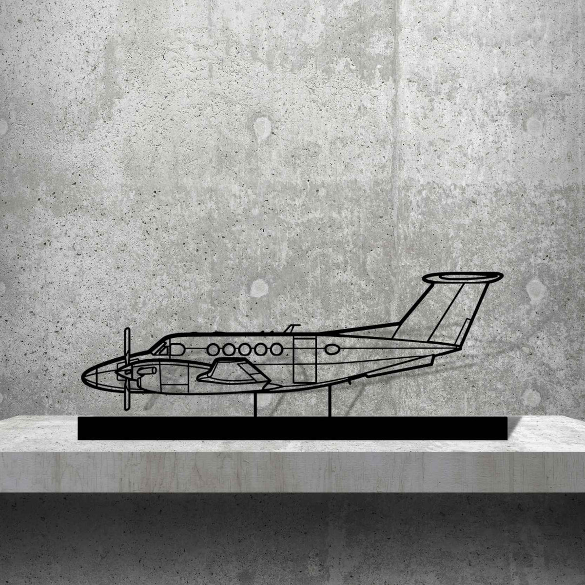 King Air B200 Silhouette Metal Art Stand
