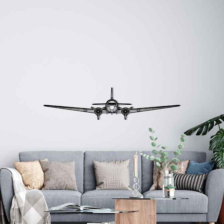 DC-3 Front Silhouette Metal Wall Art