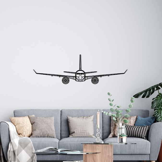 A220-300 Front Silhouette Metal Wall Art