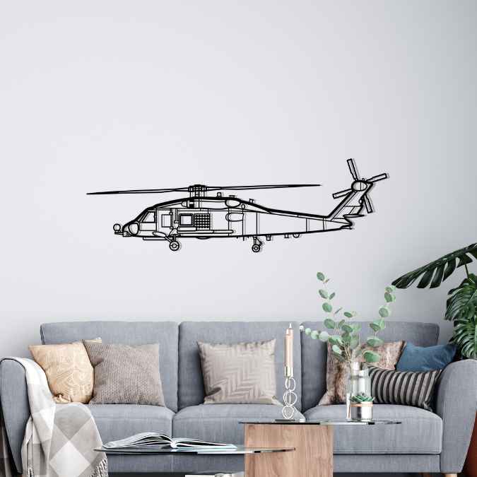 SH-60 Seahawk Silhouette Metal Wall Art