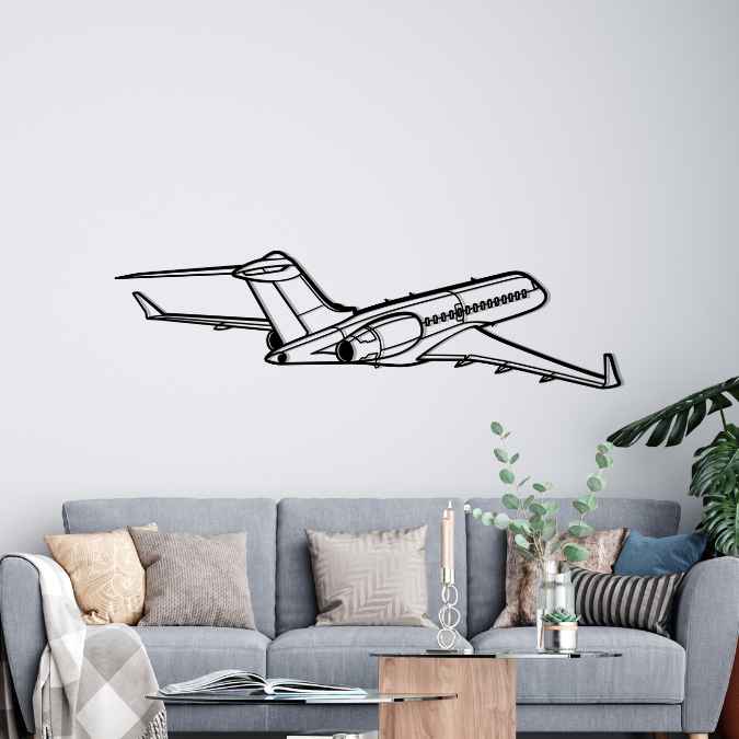 Global 6000 Back Angle Silhouette Metal Wall Art