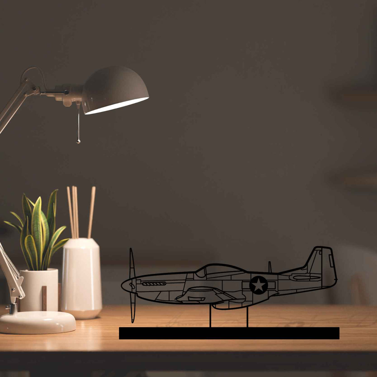 P-51 Mustang Silhouette Metal Art Stand