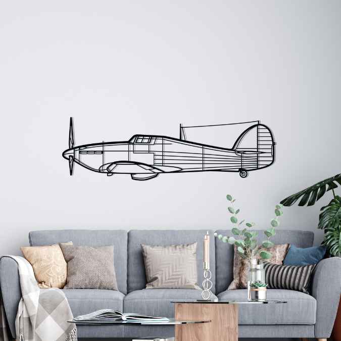 Hurricane Mk I Silhouette Metal Wall Art