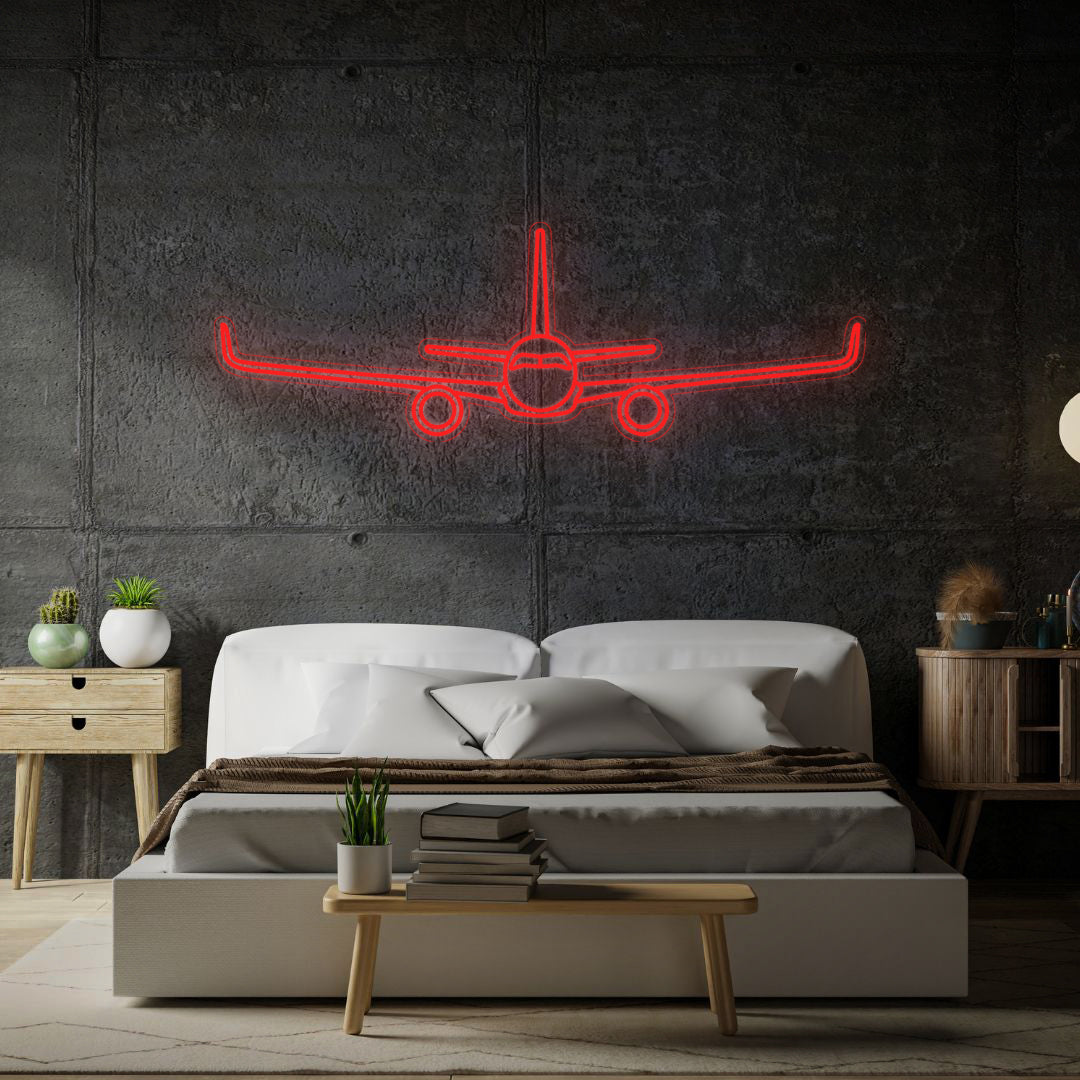 A321 Front Neon Silhouette