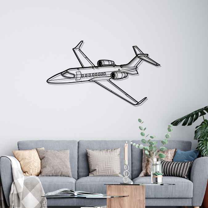 Learjet 45 Angle Silhouette Metal Wall Art