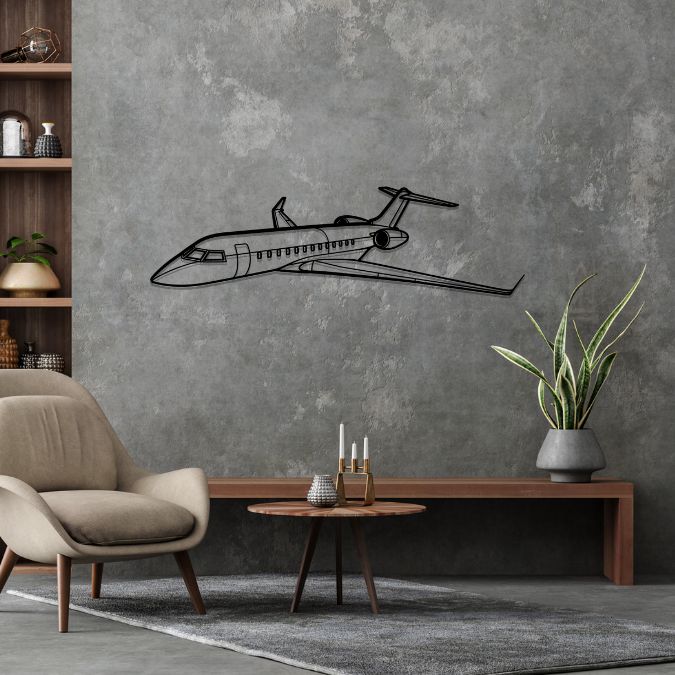 Global Express XRS Angle Silhouette Metal Wall Art