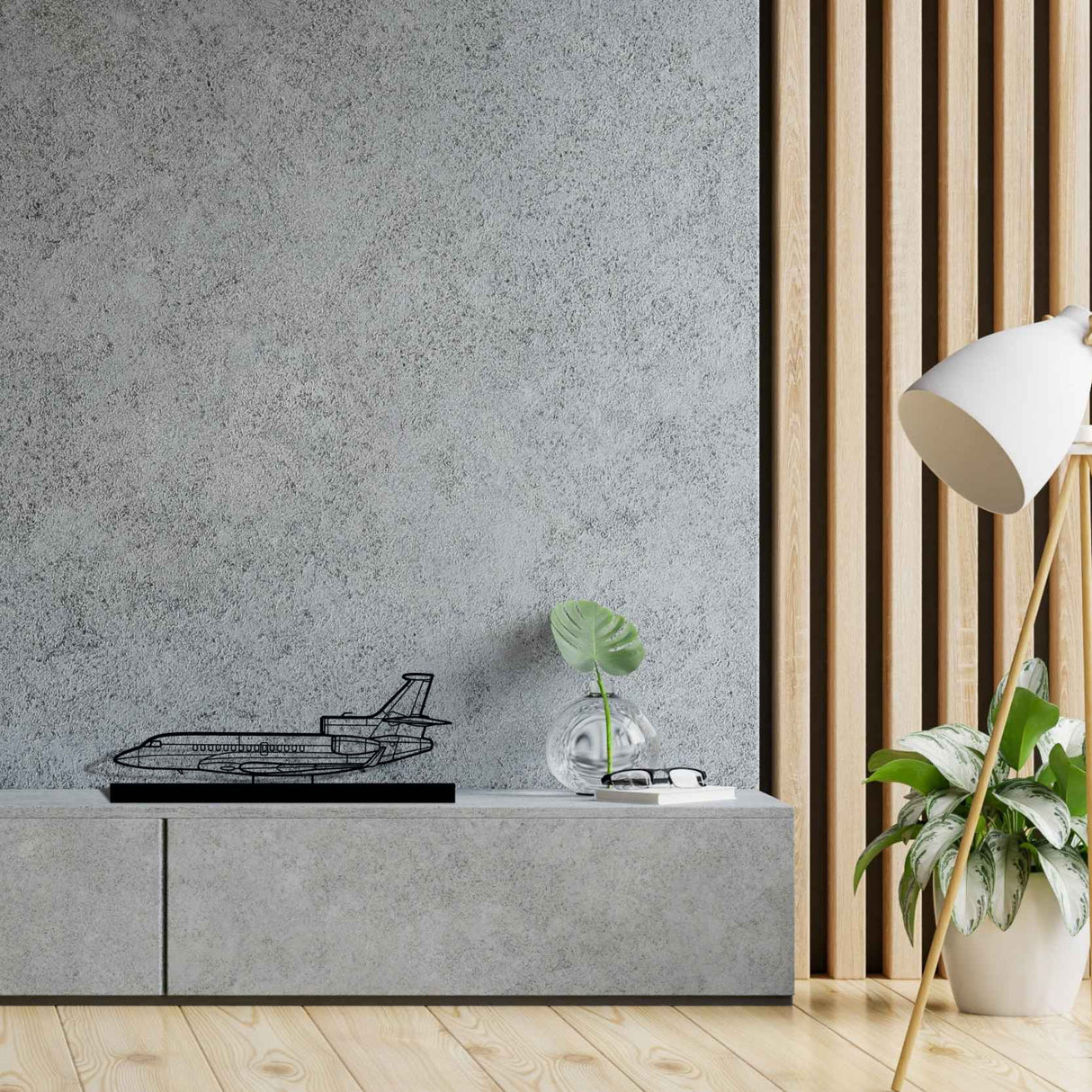 Falcon 7X Silhouette Metal Art Stand