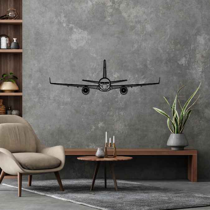 757-200 Front Silhouette Metal Wall Art