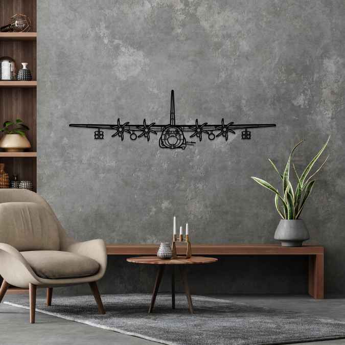 AC-130J Ghostrider With Rockets Front Silhouette Metal Wall Art