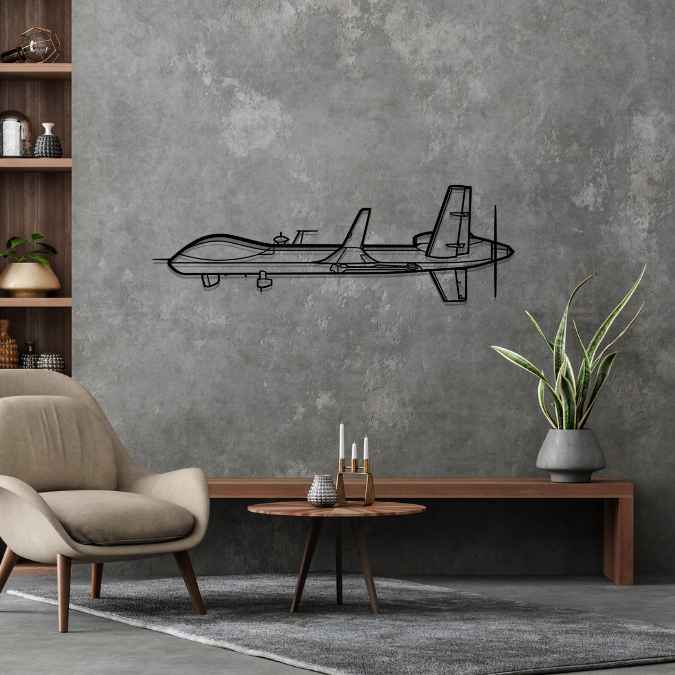 MQ-9B Reaper Silhouette Metal Wall Art