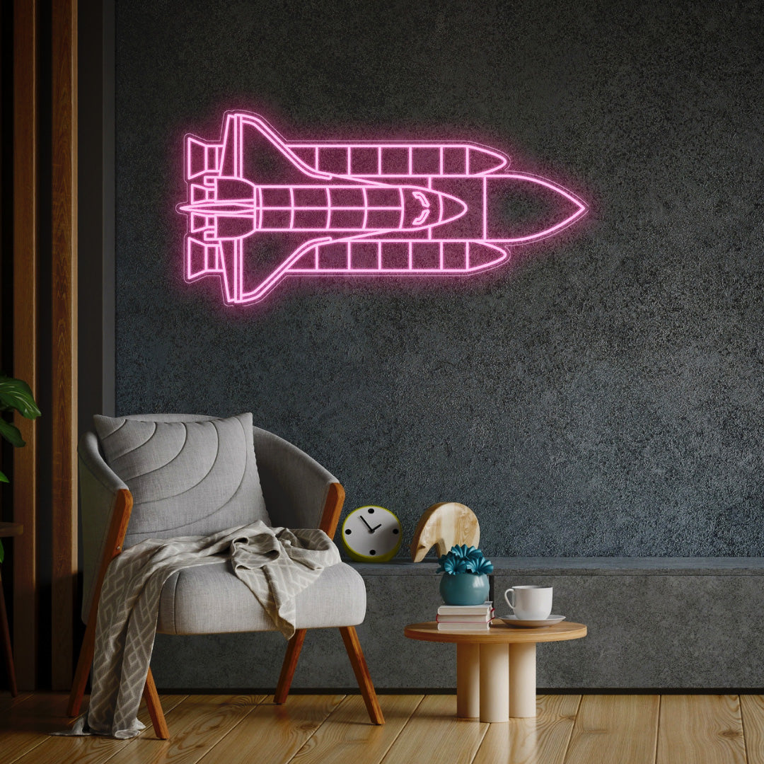 Space Shuttle System Neon Silhouette