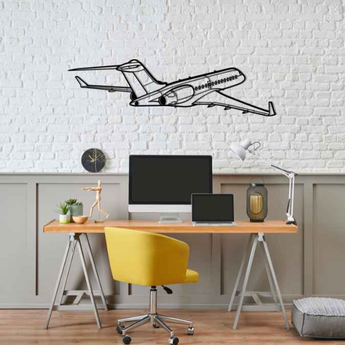 Global 6000 Back Angle Silhouette Metal Wall Art