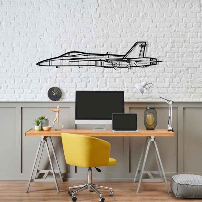 F/A18-A Hornet Silhouette Metal Wall Art