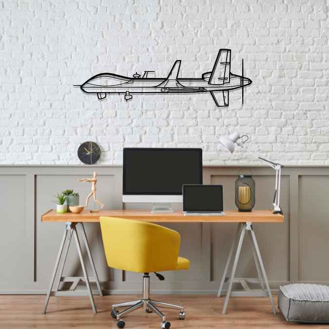 MQ-9B Reaper Silhouette Metal Wall Art