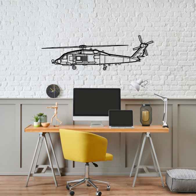 SH-60 Seahawk Silhouette Metal Wall Art