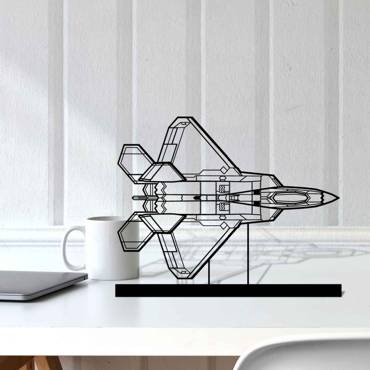 F-22 Raptor Top Silhouette Metal Art Stand