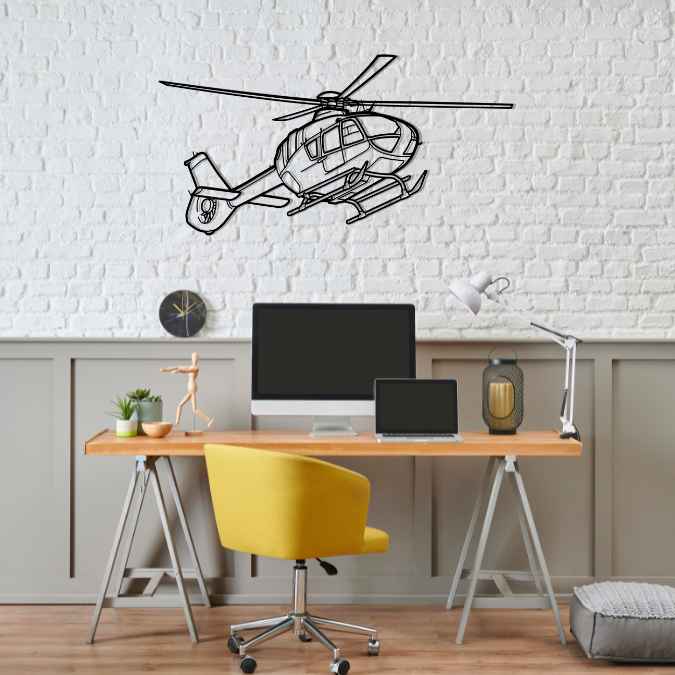 H135T3 Angle Silhouette Metal Wall Art