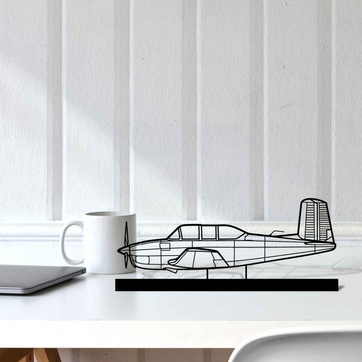T-34A Mentor Silhouette Metal Art Stand
